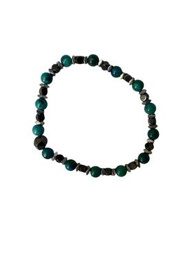 Handmade Teal Bead Stretch Bracelet - Italian Made
